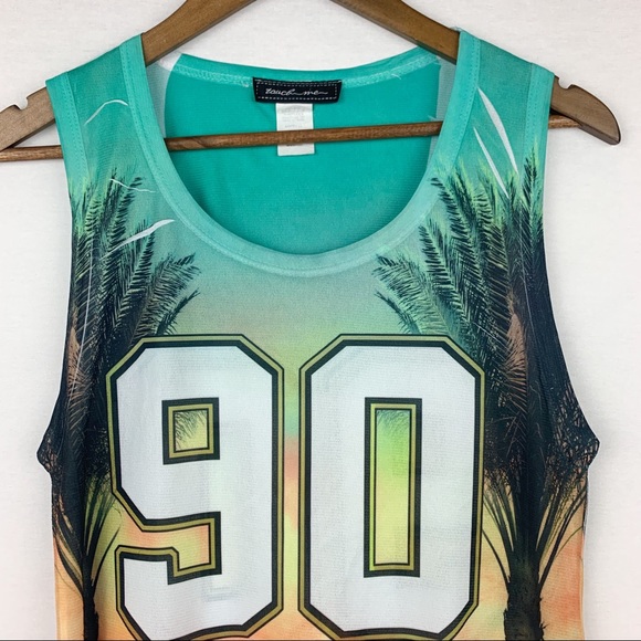 Touch Me Beach Scene 90 Sheer Colorful Jersey USA - Picture 2 of 11